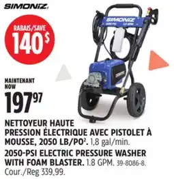 Canadian Tire SIMONIZ 2050-PSI ELECTRIC PRESSURE WASHER WITH FOAM BLASTER offer