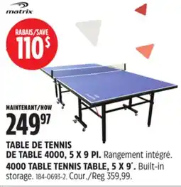 Canadian Tire MATRIX 4000 TABLE TENNIS TABLE offer