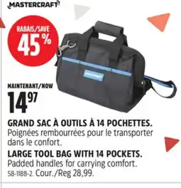 Canadian Tire MASTERCRAFT LARGE TOOL BAG WITH 14 POCKETS offer