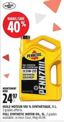 Canadian Tire PENNZOIL FULL SYNTHETIC MOTOR OIL, 5L offer