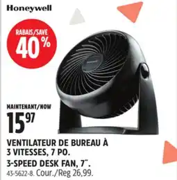 Canadian Tire HONEYWELL 3-SPEED DESK FAN offer