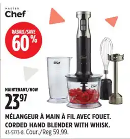 Canadian Tire MASTER CHEF CORDED HAND BLENDER WITH WHISK offer