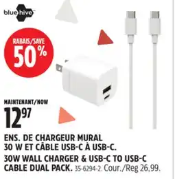 Canadian Tire 30W WALL CHARGER & USB-C TO USB-C CABLE DUAL PACK offer