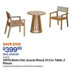 Patrick Morin VISTA Bistro Set, Acacia Wood, 27.5 in. Table, 3 Pieces offer