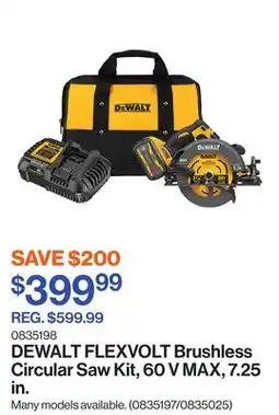 Patrick Morin FLEXVOLT Brushless Circular Saw Kit, 60 V MAX, 7.25 in offer