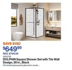 Patrick Morin Square Shower Set with Tile Wall Design, 36 in., Black offer
