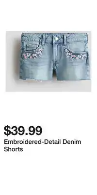 H&M Embroidered-Detail Denim Shorts offer