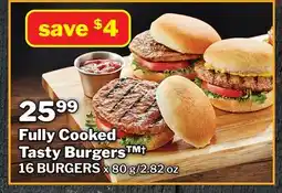 M & M Food Market Fully Cooked Tasty BurgersTM† offer