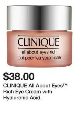 Sephora CLINIQUE All About Eyes Rich Eye Cream with Hyaluronic Acid offer