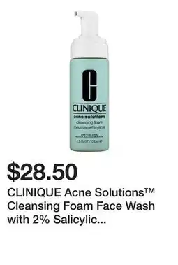 Sephora CLINIQUE Acne Solutions Cleansing Foam Face Wash with 2% Salicylic Acid offer