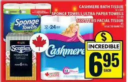Food Basics Cashmere Bath Tissue, Sponge Towels Ultra Paper Towels, Scotties Facial Tissue offer