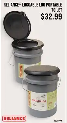 Cabela's RELIANCE LUGGABLE LOO PORTABLE TOILET offer