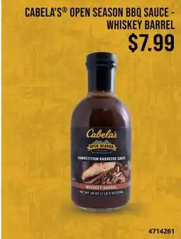 Cabela's CABELA'S OPEN SEASON BBQ SAUCE - WHISKEY BARREL offer