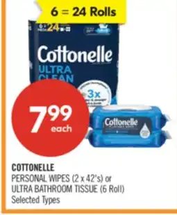 Shoppers Drug Mart COTTONELLE PERSONAL WIPES (2 x 42's) or ULTRA BATHROOM TISSUE (6 Roll) offer
