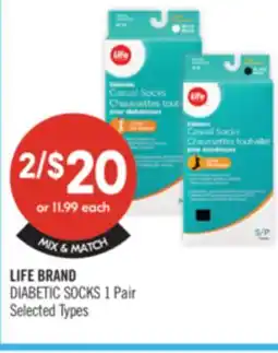 Shoppers Drug Mart LIFE BRAND DIABETIC SOCKS offer