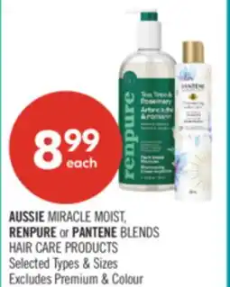 Shoppers Drug Mart AUSSIE MIRACLE MOIST, RENPURE or PANTENE BLENDS HAIR CARE PRODUCTS offer
