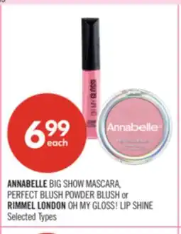 Shoppers Drug Mart ANNABELLE BIG SHOW MASCARA, PERFECT BLUSH POWDER BLUSH or RIMMEL LONDON OH MY GLOSS! LIP SHINE offer