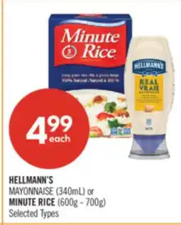 Shoppers Drug Mart HELLMANN'S MAYONNAISE (340mL) or MINUTE RICE (600g - 700g) offer