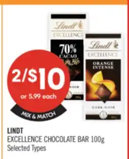 Shoppers Drug Mart LINDT EXCELLENCE CHOCOLATE BAR offer