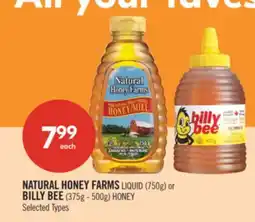 Shoppers Drug Mart NATURAL HONEY FARMS LIQUID (750g) or BILLY BEE (375g - 500g) HONEY offer