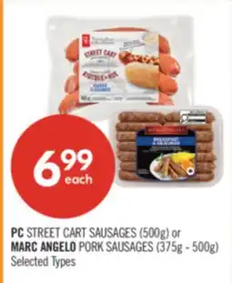 Shoppers Drug Mart PC STREET CART SAUSAGES (500g) or MARC ANGELO PORK SAUSAGES (375g - 500g) offer
