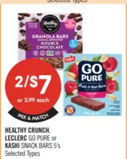 Shoppers Drug Mart HEALTHY CRUNCH, LECLERC GO PURE or KASHI SNACK BARS 5's offer