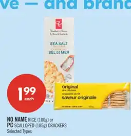 Shoppers Drug Mart NO NAME RICE (100g) or PC SCALLOPED (185g) CRACKERS offer