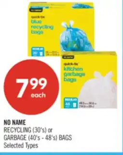 Shoppers Drug Mart NO NAME RECYCLING 30's or GARBAGE 40's - 48's BAGS offer