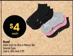 Shoppers Drug Mart Head Ankle Socks for Men or Women offer
