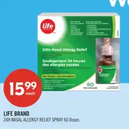 Shoppers Drug Mart LIFE BRAND 24H NASAL ALLERGY RELIEF SPRAY 60 Doses offer
