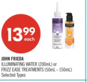 Shoppers Drug Mart JOHN FRIEDA ILLUMINATING WATER 200mL or FRIZZ EASE TREATMENTS 50mL - 150mL offer