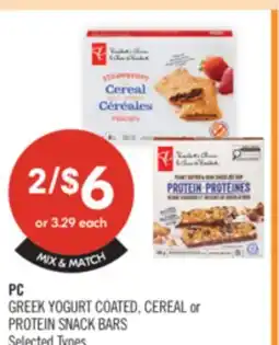 Shoppers Drug Mart PC GREEK YOGURT COATED, CEREAL or PROTEIN SNACK BARS offer