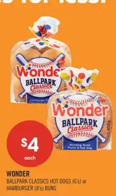 Shoppers Drug Mart WONDER BALLPARK CLASSICS HOT DOGS 6's or HAMBURGER 8's BUNS offer