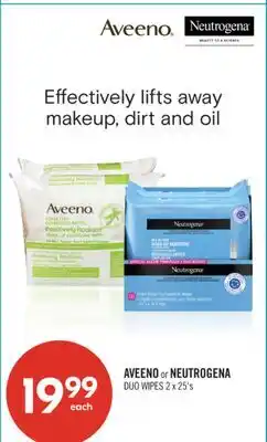 Shoppers Drug Mart AVEENO or NEUTROGENA DUO WIPES 2 x 25's offer