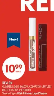 Shoppers Drug Mart REVLON GLIMMER LIQUID SHADOW, COLORSTAY LIMITLESS MATTE LIPSTICK or EYELINER offer