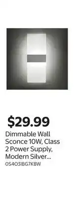 Walmart Dimmable Wall Sconce 10W, Class 2 Power Supply, Modern Silver Acrylic LED offer