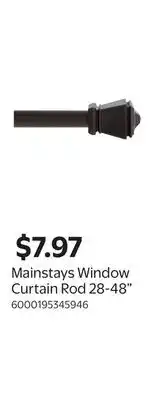 Walmart Mainstays Window Curtain Rod 28-48 offer