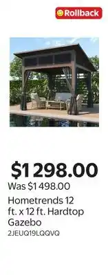 Walmart Hometrends 12 ft. x 12 ft. Hardtop Gazebo offer