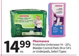 Pharmasave Pharmasave Protective Underwear 14 – 20's, Bladder Control Pads 39 or 54's or Underpads offer