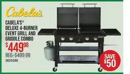 Cabela's CABELA'S DELUXE 4-BURNER EVENT GRILL AND GRIDDLE COMBO offer