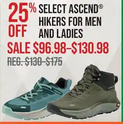 Cabela's SELECT ASCEND HIKERS FOR MEN AND LADIES offer