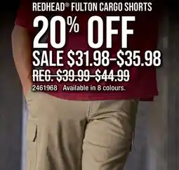 Cabela's REDHEAD FULTON CARGO SHORTS offer