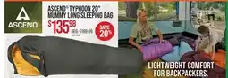 Cabela's ASCEND TYPHOON 20° MUMMY LONG SLEEPING BAG offer