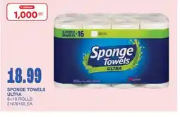 Wholesale Club SPONGE TOWELS ULTRA, 8=16 ROLLS offer