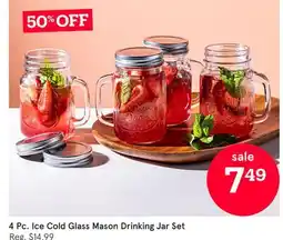 Kitchen Stuff Plus 4 Pc. Ice Cold Glass Mason Drinking Jar Set offer