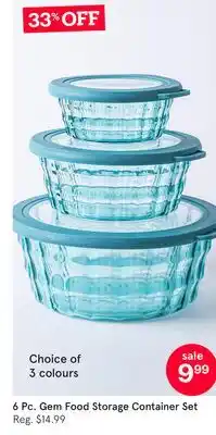 Kitchen Stuff Plus 6 Pc. Gem Food Storage Container Set offer