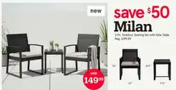Kitchen Stuff Plus Milan 3 Pc. Outdoor Seating Set with Side Table offer