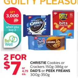 Rexall CHRISTIE Cookies or Crackers 150g-386g or DAD'S or PEEK FREANS 300g-350g offer
