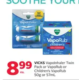 Rexall VICKS VapoInhaler Twin Pack or VapoRub or Children's VapoRub 50g or 57mL offer