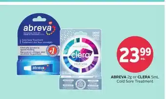 Rexall ABREVA 2g or CLERA 5mL Cold Sore Treatment offer